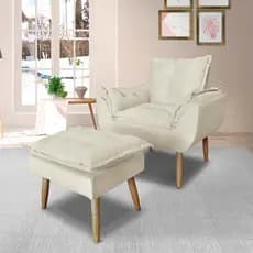 Kit Poltrona Decorativa - Amamentação Opala Com Puff