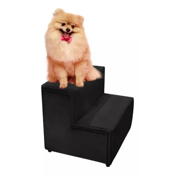 Escada Para Pet Cachorro Gato Tecido Veludo Preto