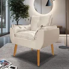 Poltrona Opala Decorativa Tecido Suede Pés Palito