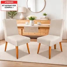 Kit 02 Cadeira Poltrona Sala de Jantar Luisa Tecido Veludo
