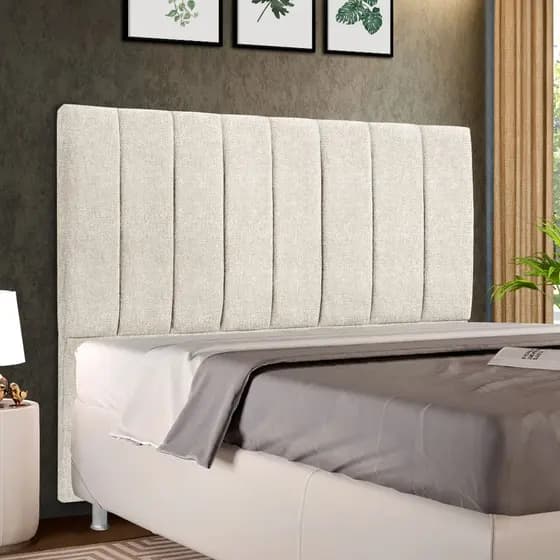 Cabeceira Cama Box Alice Casal 140cm - Queen 160cm Corino - Linho - Veludo