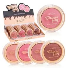 Blush Choco Fun Fenzza Compacto Pigmento Suave Textura Macia Esfuma Fácil e Deixa Aspecto Natural