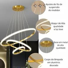 Lustre Nórdico 3 Luzes LED - Pendente para Sala e Cozinha | Design Moderno | 110V/220V-O15