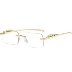 Óculos De Sol Quadrados Retrô Sem Aro 2025-Proteção UV Cheetah Metal Accent Para Dirigir/Moda Unissex