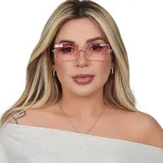 Óculos de Sol Retangular Metálica Premium UV400 Estilo Moderno Miu Virginia Blogueira influencer