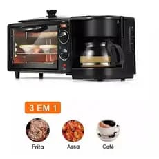 Forno + Cafeteira + Grill 3 em 1  1360W – Máquina Multifuncional Café da Manhã Premium 110v
