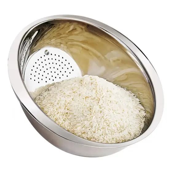 Escorredor de Arroz Inox Grande Lava Arroz e Macarrão Multiuso Escorredor Inox de Massa e Arroz 25cm
