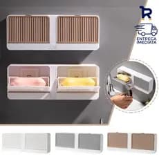 Porta Sabão Saboneteira Duplo com Adesivo para Parede Banheiro com Suporte e Dreno para Sabão Seco