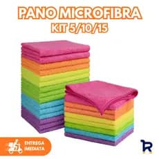 Pano de Limpeza Microfibra Multiuso Para Casa Cozinha Banheiro Com Alta Absorção Secagem e Rápida