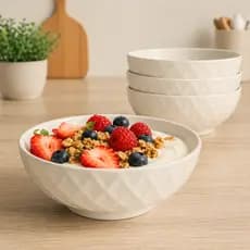 Kit Bowl Cerâmica 500ml Tigela de Porcelana Grande Frutas e Salada Cumbuca para Sopas e Caldos