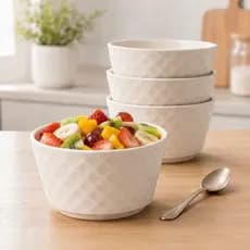 Kit Bowl Cerâmica 385ml Tigela de Porcelana Grande Frutas e Salada Cumbuca para Sopas e Caldos