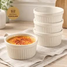 Kit 4 Ramequim Porcelana 270ml Ramekin Petisqueira para Forno Cumbuca Porcelana Molheira Grande