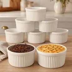 Ramequim Porcelana 270ml Kit com 8 Cumbuca de Porcelana Petisqueira Bowl para Forno Ramekin