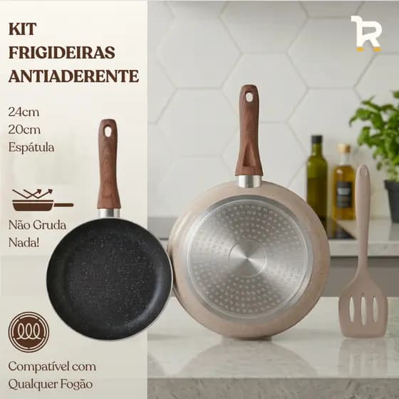 Kit Frigideira Antiaderente Cerâmica Frigideiras Indução 3 em 1 Frigideiras Cerâmica de Indução