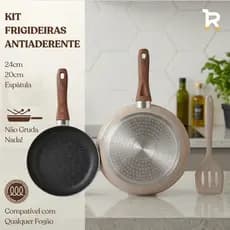 Kit Frigideira Antiaderente Cerâmica Frigideiras Indução 3 em 1 Frigideiras Cerâmica de Indução