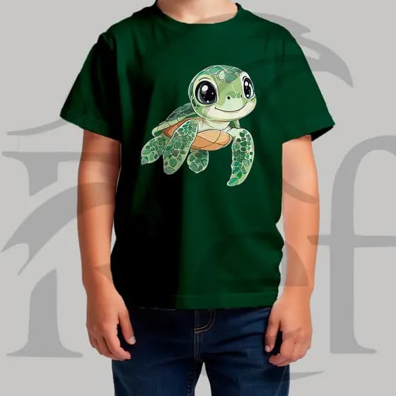 Camiseta Camisa Infantil Masculina Streetwear Tartaruga Fofinha Malha Penteada Algodão Premium