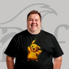 Camiseta Camisa Plus Size Masculina Streetwear Halftone Games Pikachu 018 Malha Algodão