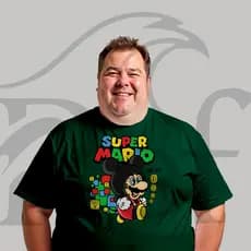 Camiseta Camisa Plus Size Masculina Streetwear Mário Fantasia Mickey 006 Malha Penteada Algodão