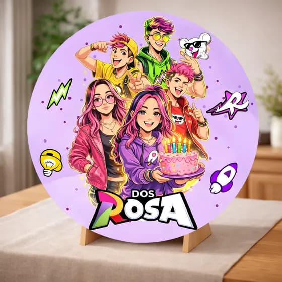 ENVIO IMEDIATO -Capa Painel Redondo de Festa Veste Fácil Sublimados Tema Grupo dos Rosas Emilly Vick