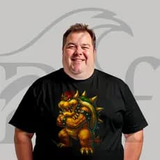 Camiseta Camisa Plus Size Masculina Streetwear Halftone Games Bowser 007 Malha Algodão
