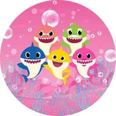 Capa Mini Painel Redondo Festa Tema Baby Shark 50x50