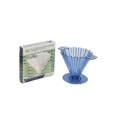 Kit Café Koar Suporte Porta Filtro Coador Cônico em Acrílico + 50 Filtros Descartáveis de Papel