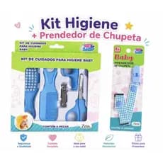 Kit Higiene Bebê 6 Peças + Prendedor de Chupeta Rosa | Escova, Pente, Tesoura e Acessórios Baby Completo Menino/Menina