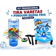 Kit Jogos Infantis 2 em 1 Tira Varetas + Pinguim no Gelo Quebra Gelo Educativo Divertido