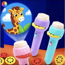 Lanterna Projetora Infantil com 24 Imagens para Projeção – Brinquedo para Criança, acompanha 3 Discos com 8 Imagens cada