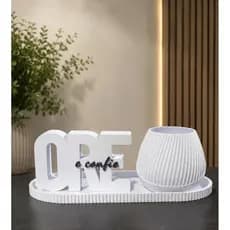 Kit Decorativo Fé "Ore e Confie" + Vaso Moderno | Decoração Cristã em Impressão 3D