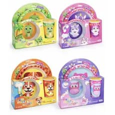Kit Refeição Infantil Meus Melhores Amigos Prato Tigela +Copo,Kit com e Sem talheres | Personagens