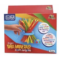 Jogo Tira Varetas com Argola + Dado Colorido Infantil Educativo Coordenação Motora 5+ Anos
