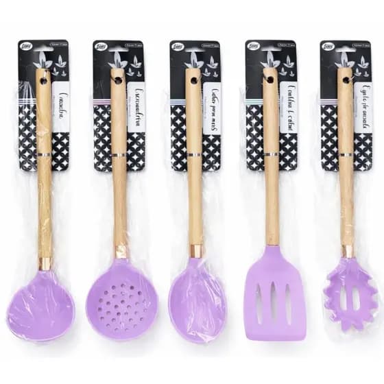 🍳 Kit de Utensílios de Silicone – 5 Peças Essenciais para sua Cozinha 31,5cm