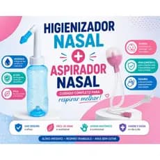 Kit Higienizador Nasal + Aspirador Nasal Infantil Bebê Lavagem e Sucção Nasal Azul e Rosa
