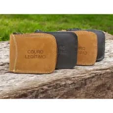 kit 5 carteiras  de couro em zíper contém porta moedas