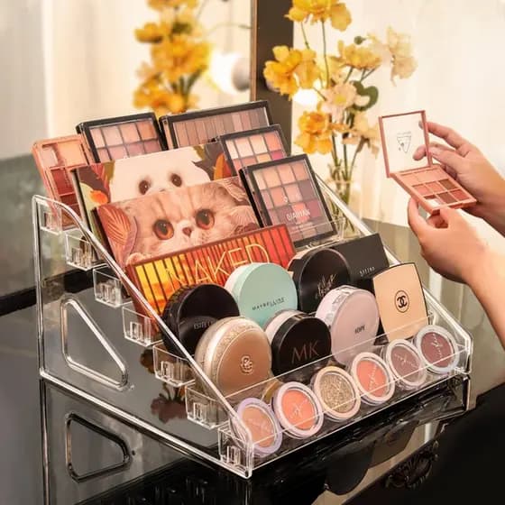 Organizador acrílico de 7 camadas para sombras e blush