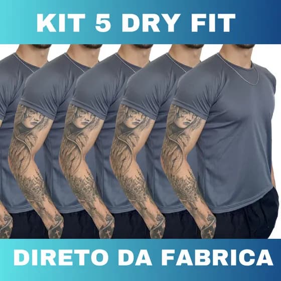 Kit 5 Camisetas Dry Fit Masculina Treino Corrida Esportes - Slim Fit - Mdx Clothing