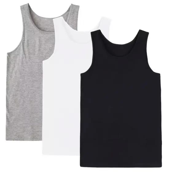 Kit com 3 Camisetas Regatas Masculina Lisa Premium 100% Algodão
