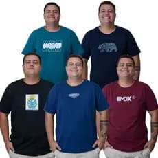 Kit 5 Camisas Masculinas Fio 30.1 P ao GG e Plus size G1 ao G9
