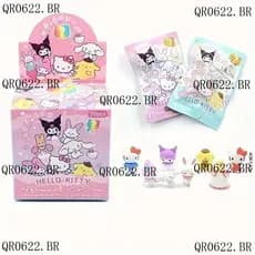 32 Pçs/Caixa Hello Kitty Kuromi Canela Lápis Borracha Bonito Anime Macio Ação Boneca Brinquedo Papelaria Cega