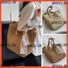 Balde Quadrado Praia De Palha Tecido À Mão Saco De Ombro Ráfia Rattan Compras Totes Bohemian Summer Casual Handbag