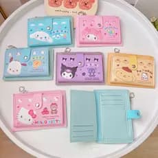 HelloKitty Sanrio Crianças Carteira Fofa Porta-cartões Carteira Bolsa de Moedas de Grande Capacidade Anime Kuromi