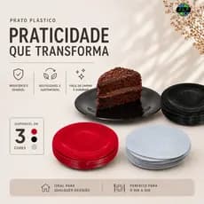 KIT  PRATO PLÁSTICO PARIS SOBREMESA PEQUENO ESCOLA/FESTA/CRECHE/ANIVERSÁRIO/RESTAURANTE NÃO DESCARTÁVEL