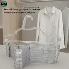 Kit  Cabide Plástico Acrílico Transparente Adulto Organizador Resistente Cristal