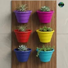 Kit  Vasos Colorido para parede decoração jardim vertical arandela para horta 3,3L meia lua
