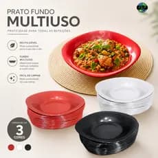 KIT  PRATO PLÁSTICO PARIS FUNDO MERENDA/SOPA/REFEIÇÃO/ESCOLA/FESTA/ REFORÇADO NÃO DESCARTÁVEL