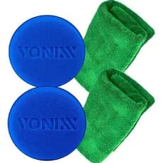 2 Aplicador Espuma + 2 Pano Flanela Toalha Microfibra Vonixx