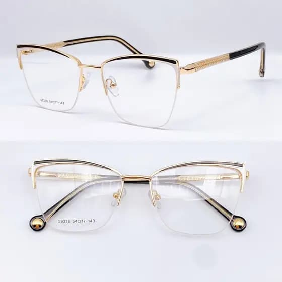ARMAÇÃO ÓCULOS FEMININO METAL DECORADINHA COLORIDA DUAS CORES SEMI ARO MODA