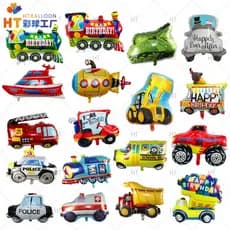 Balão de filme de alumínio em forma de carro/balão de brinquedo para decoração de aniversário de bebê