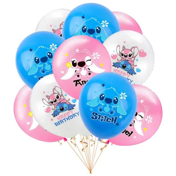 Balão de Látex Alien Azul Cartoon 12 Polegadas Conjunto Decoração Festa Aniversário Infantil Rosa Azul